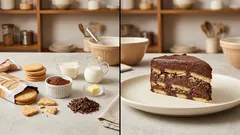 Bolo-torta de palha italiana gelado: camadas firmes e brigadeiro bem cremoso