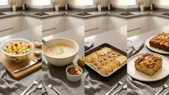 Bolo escandaloso de maçã com passas e farofa de nozes: macio por dentro, crocante por cima